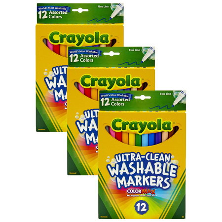 CRAYOLA Ultra-Clean Markers, Fine Line, Assorted Colors, PK36 BIN587813BN